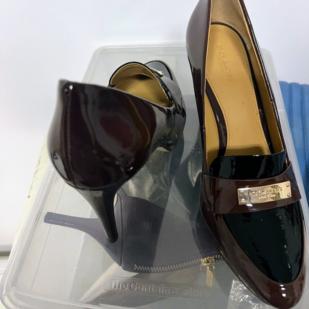 Coach Garnet Patent Pump Merlot & Black Womens Shoe
